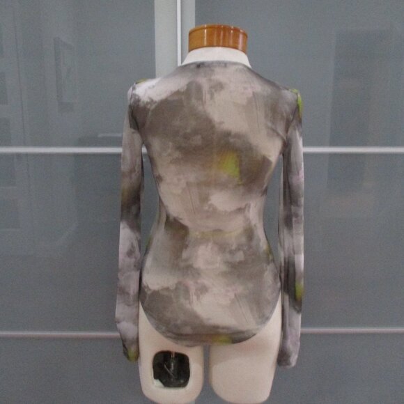 Zara Long Sleeve Mesh Abstract Print Bodysuit - Picture 3 of 5